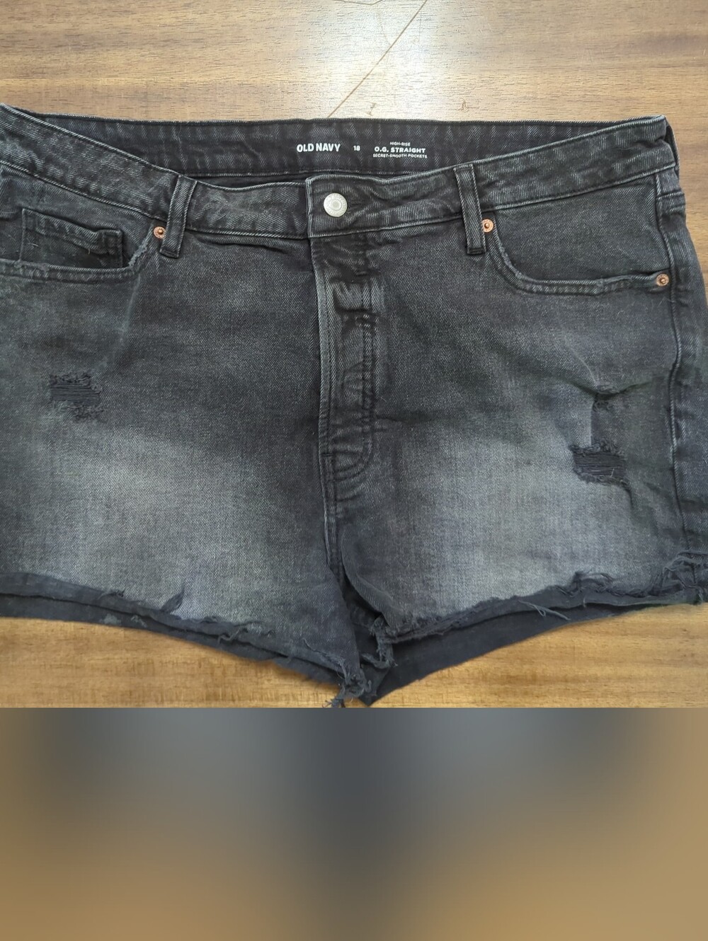 Old Navy Shorts High-Rise O.G. Straight Black Distressed Denim Shorts
